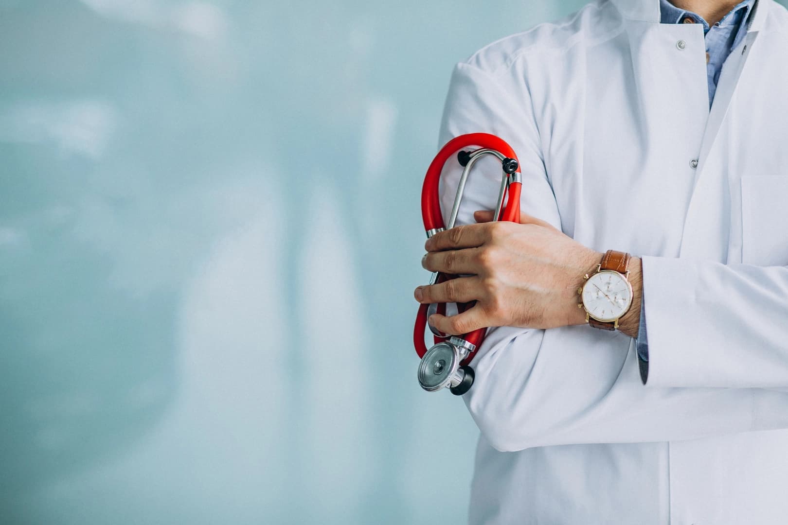 Doctor with a stethoscope, representing healthcare software from A&G Healthsphere